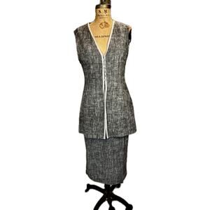 BARBARA BUI *MINT/New* Vintage S/M Linen Grey Linen Wrap Skirt Set – 1990s